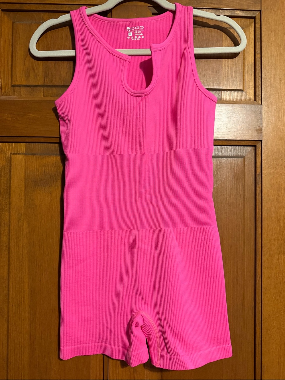 Hot Pink Ribbed Sleeveless Romper